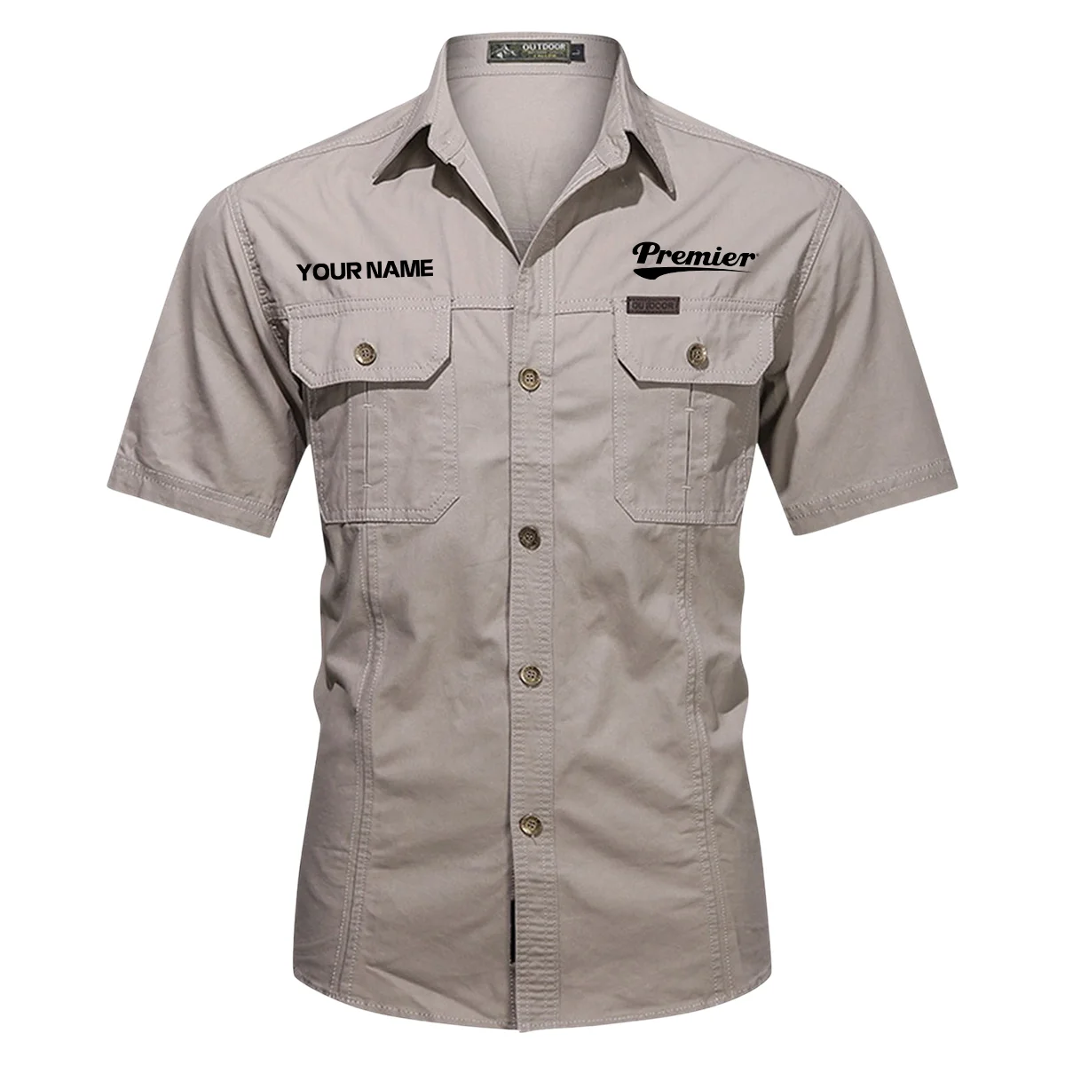 Premier Drums Exclusive Logo - Personalized Casual Shirt QTDR240425A1PMR - Gray