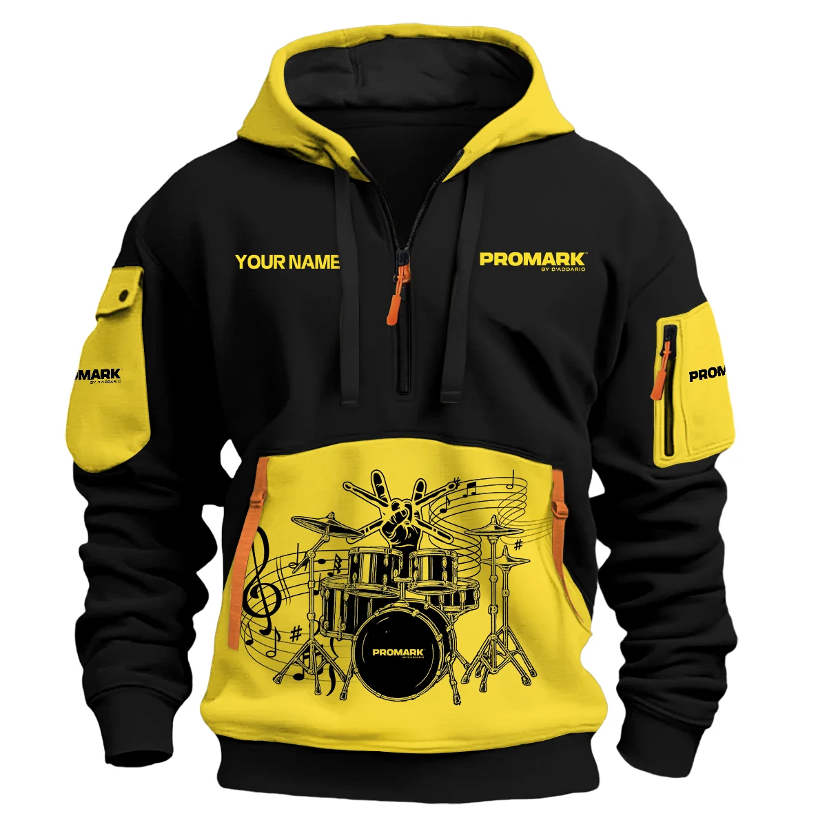 Pro-Mark Drums Exclusive Logo - Personalized Hoodie Half Zipper QTDRU260425A1PMK - Yellow