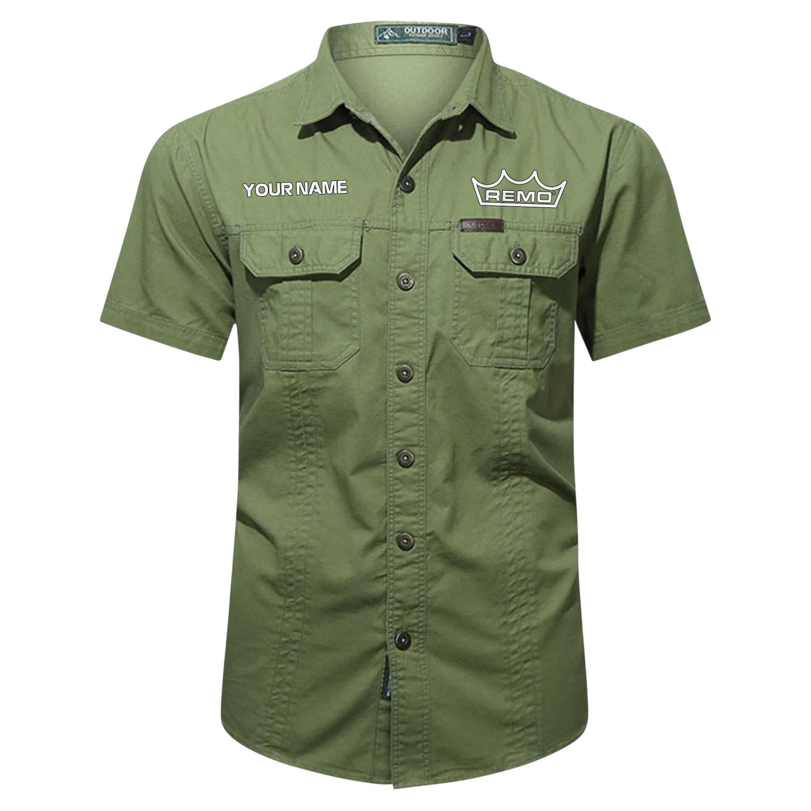 Remo Drums Exclusive Logo - Personalized Casual Shirt QTDR240425A1RMO - Army Green