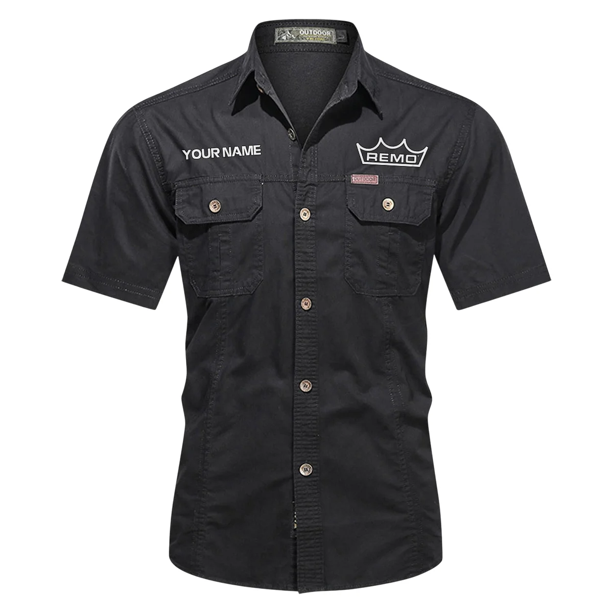 Remo Drums Exclusive Logo - Personalized Casual Shirt QTDR240425A1RMO - Black