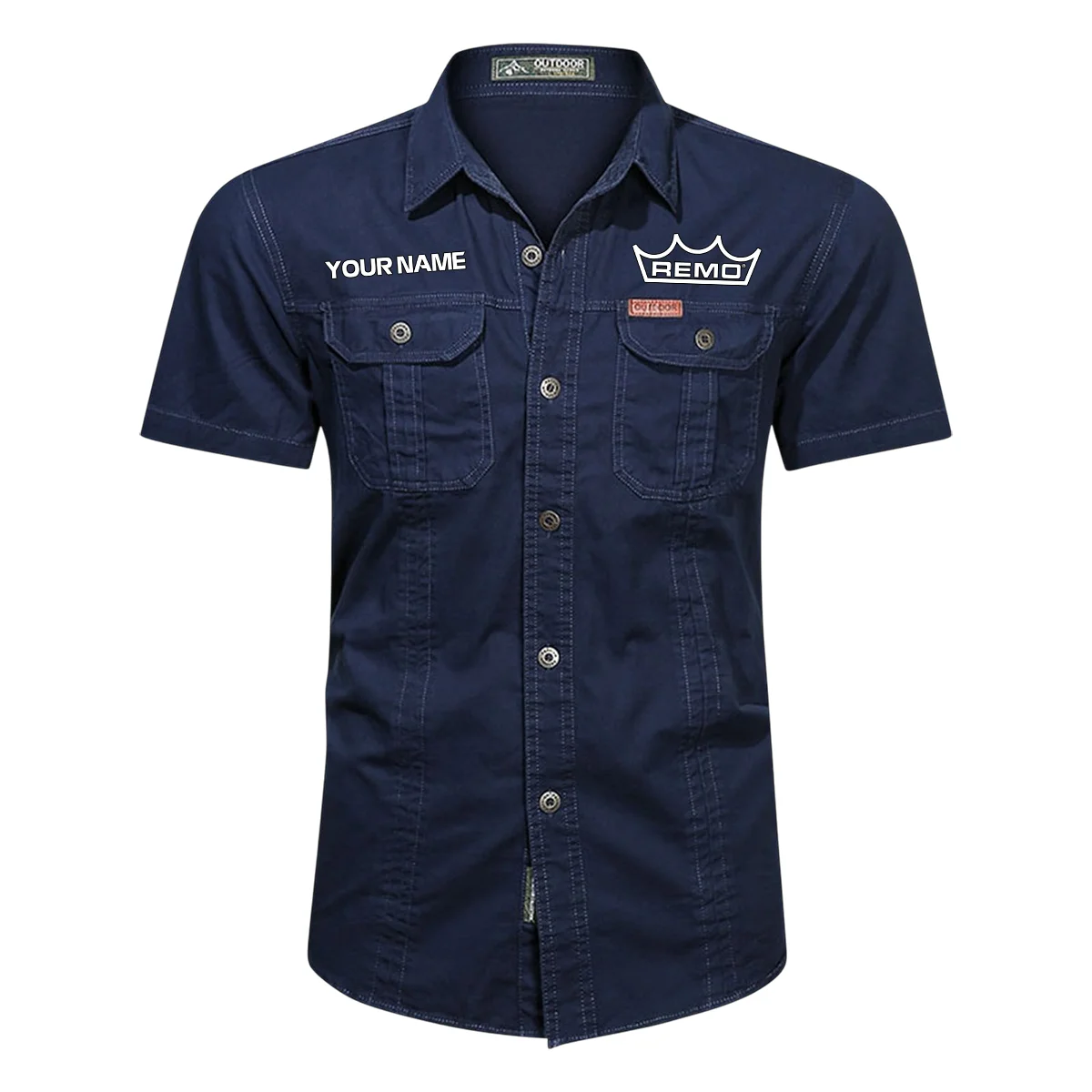 Remo Drums Exclusive Logo - Personalized Casual Shirt QTDR240425A1RMO - Dark Blue