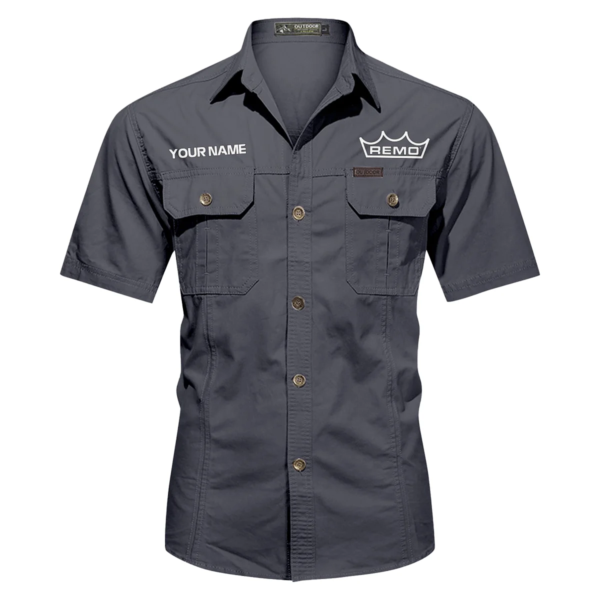 Remo Drums Exclusive Logo - Personalized Casual Shirt QTDR240425A1RMO - Dark Gray