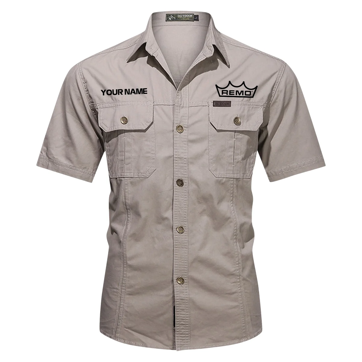 Remo Drums Exclusive Logo - Personalized Casual Shirt QTDR240425A1RMO - Gray