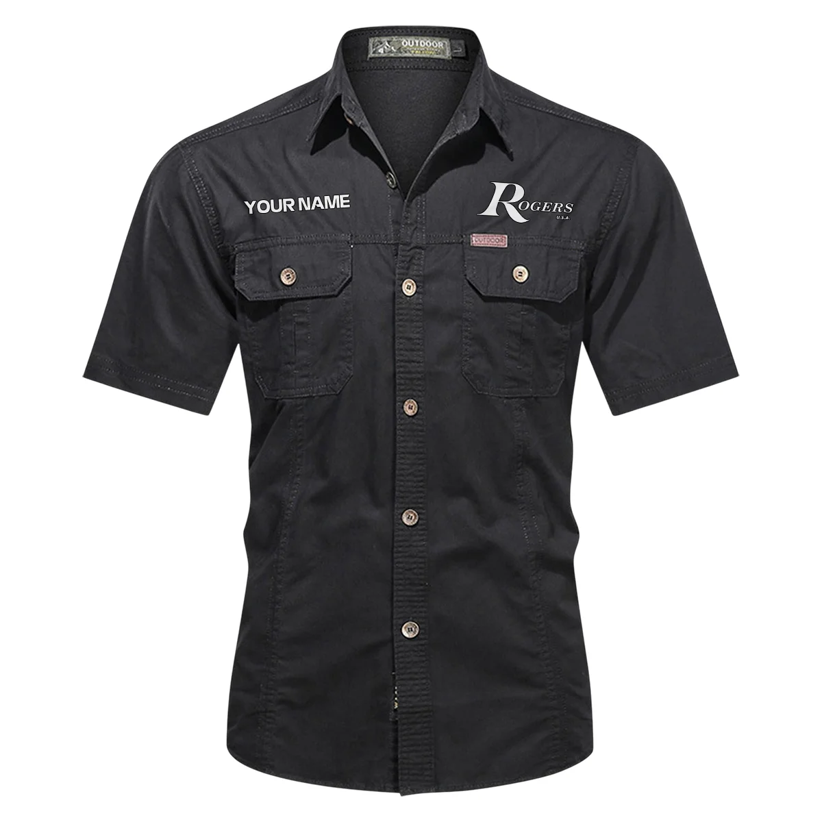 Rogers Drums Exclusive Logo - Personalized Casual Shirt QTDR240425A1RGS - Black