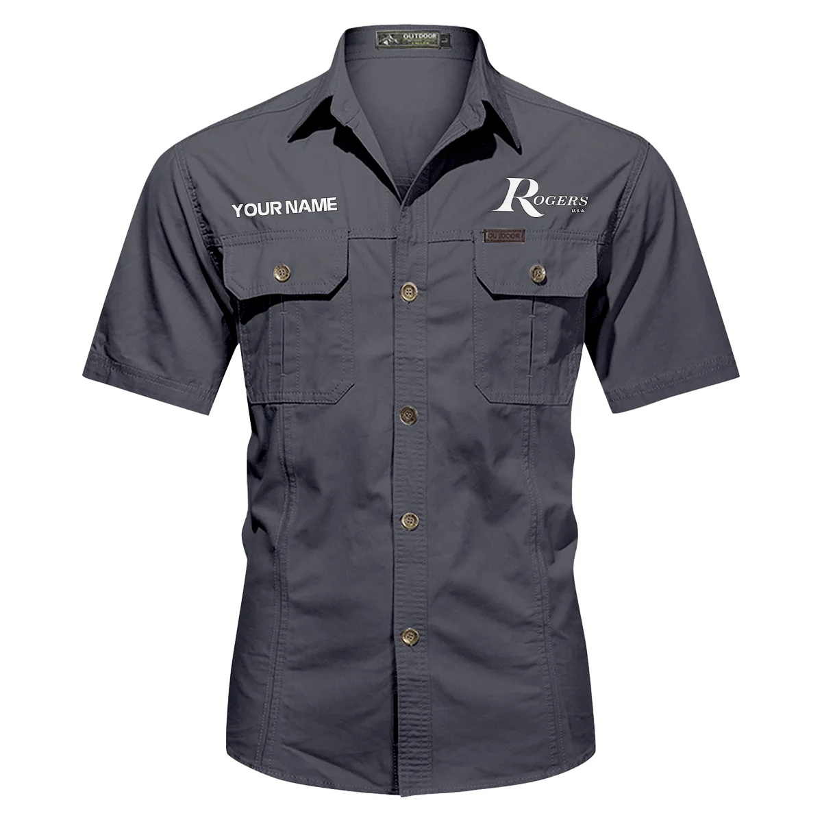 Rogers Drums Exclusive Logo - Personalized Casual Shirt QTDR240425A1RGS - Dark Gray
