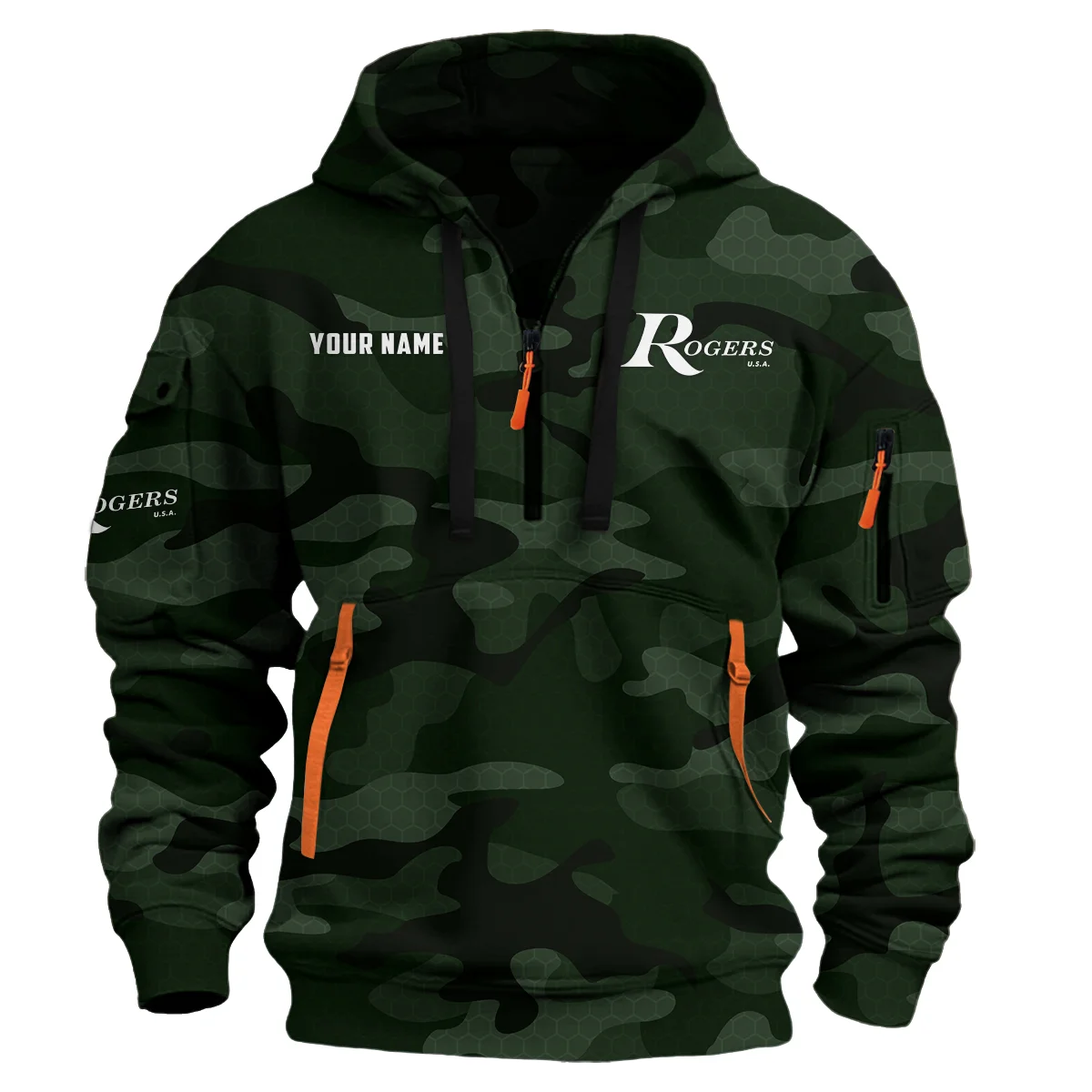 Rogers Drums Exclusive Logo - Personalized Hoodie Half Zipper QTDR210425A3RGS - Dark Green