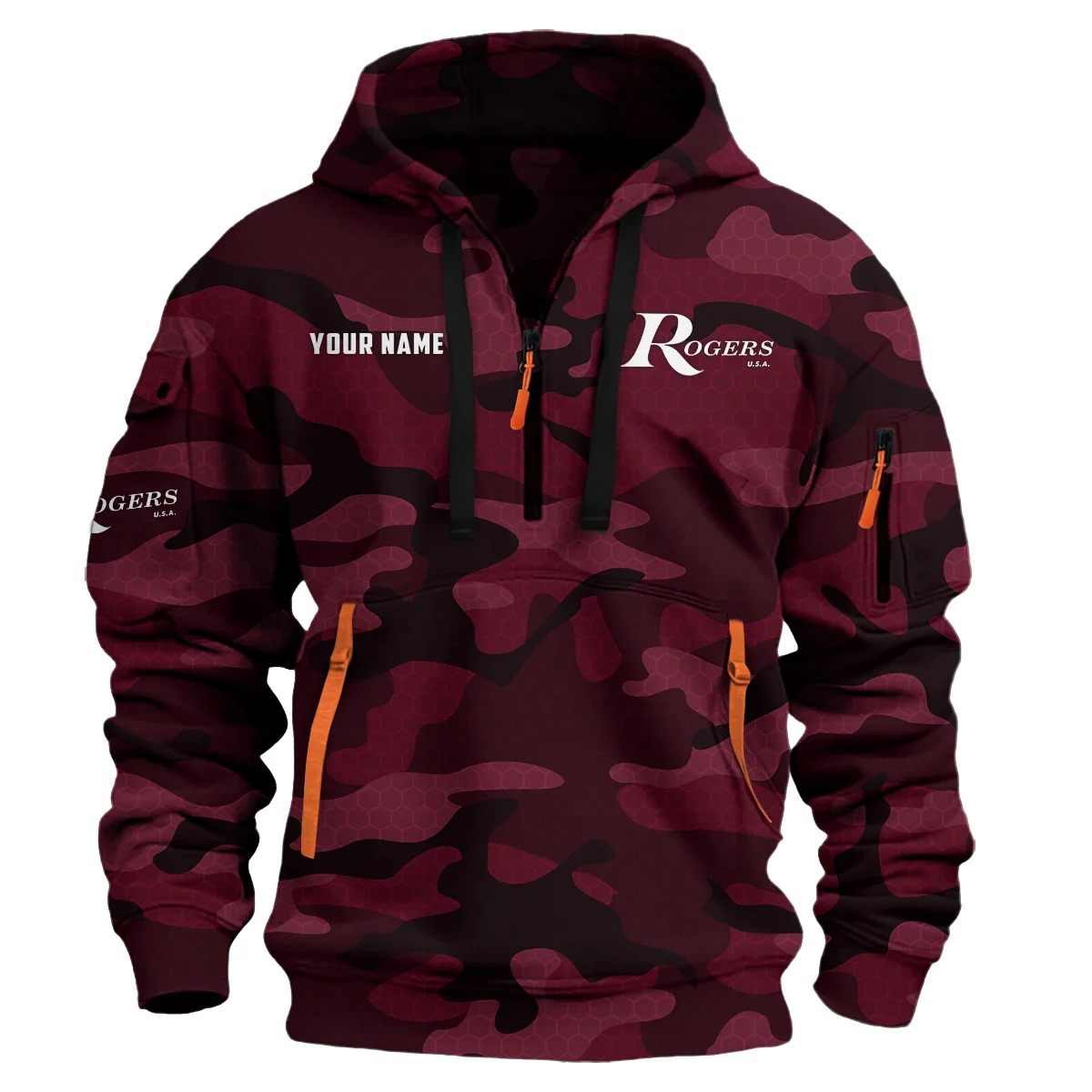 Rogers Drums Exclusive Logo - Personalized Hoodie Half Zipper QTDR210425A3RGS - Maroon