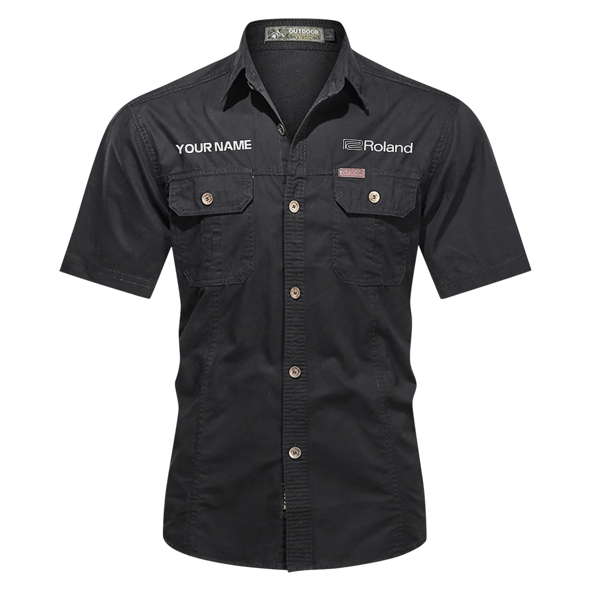 Roland Drums Exclusive Logo - Personalized Casual Shirt QTDR240425A1ROL - Black