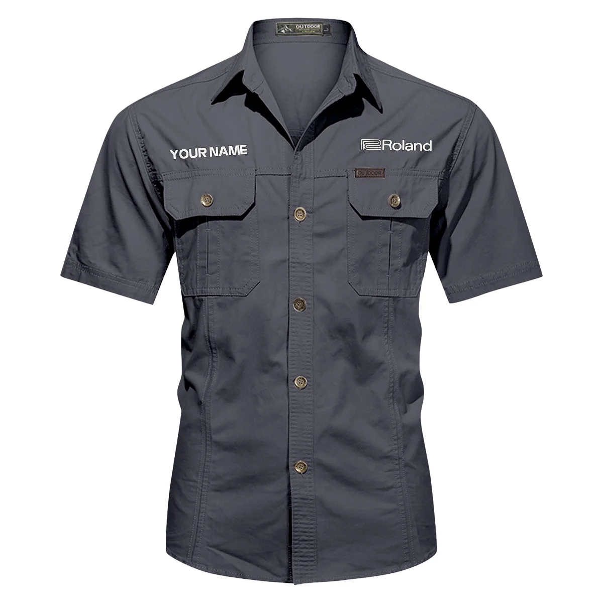 Roland Drums Exclusive Logo - Personalized Casual Shirt QTDR240425A1ROL - Dark Gray