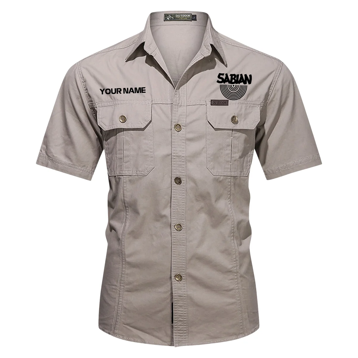 Sabian Drums Exclusive Logo - Personalized Casual Shirt QTDR240425A1SBN - Gray