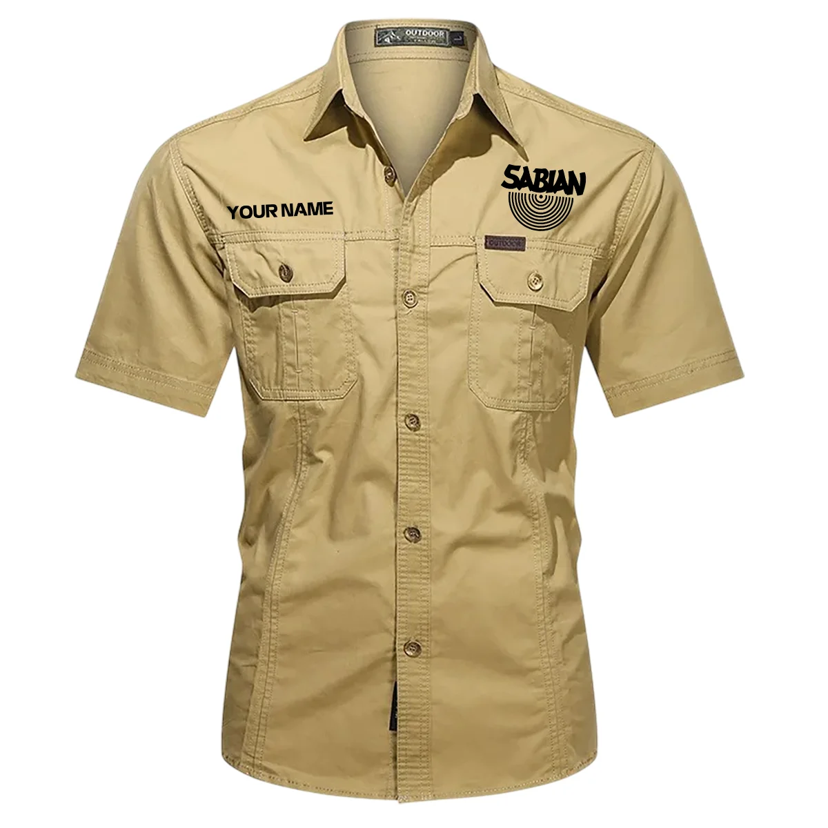 Sabian Drums Exclusive Logo - Personalized Casual Shirt QTDR240425A1SBN - Khaki