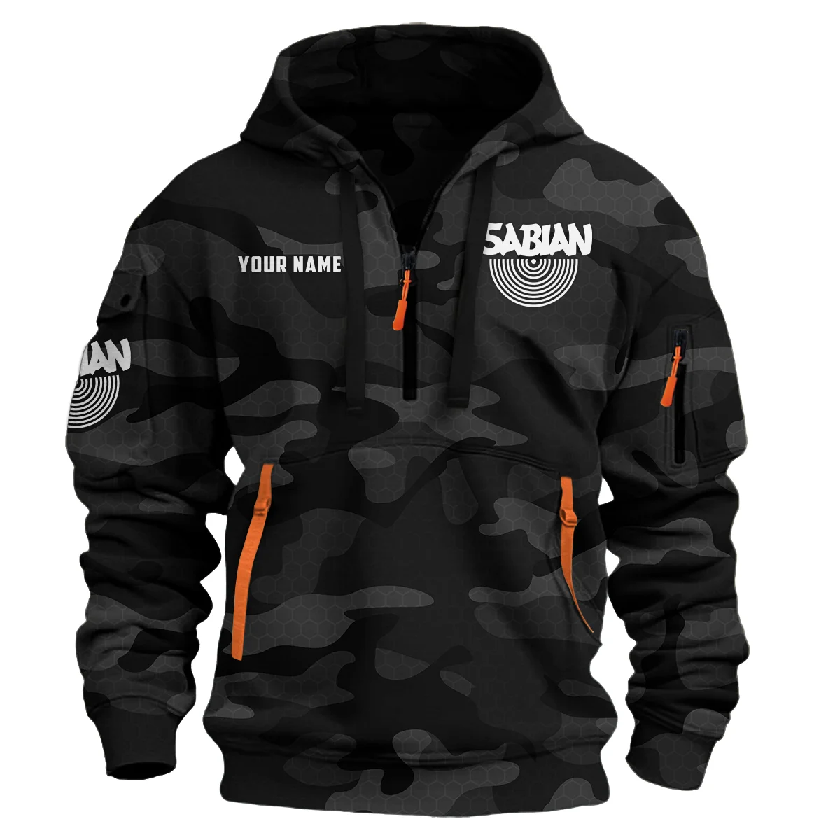 Sabian Drums Exclusive Logo - Personalized Hoodie Half Zipper QTDR210425A3SBN - Black