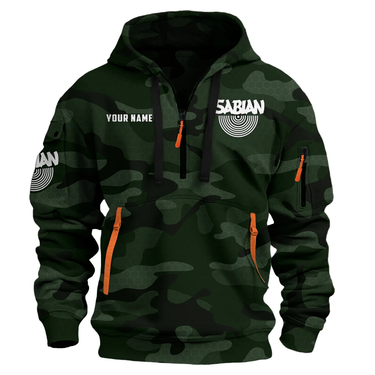 Sabian Drums Exclusive Logo - Personalized Hoodie Half Zipper QTDR210425A3SBN - Dark Green