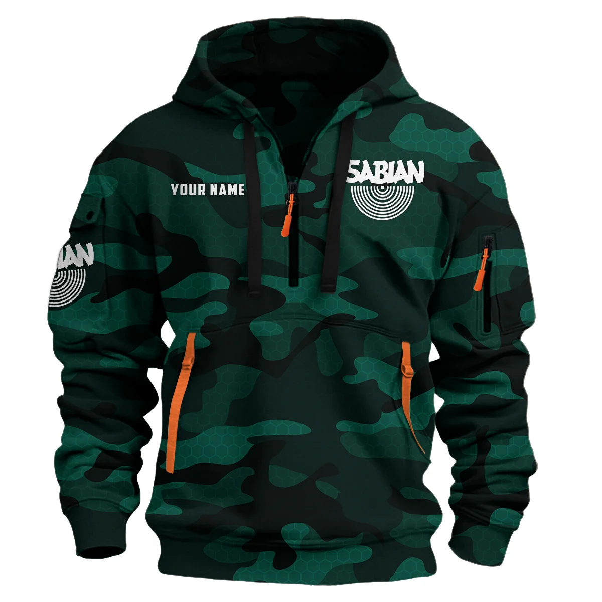 Sabian Drums Exclusive Logo - Personalized Hoodie Half Zipper QTDR210425A3SBN - Green