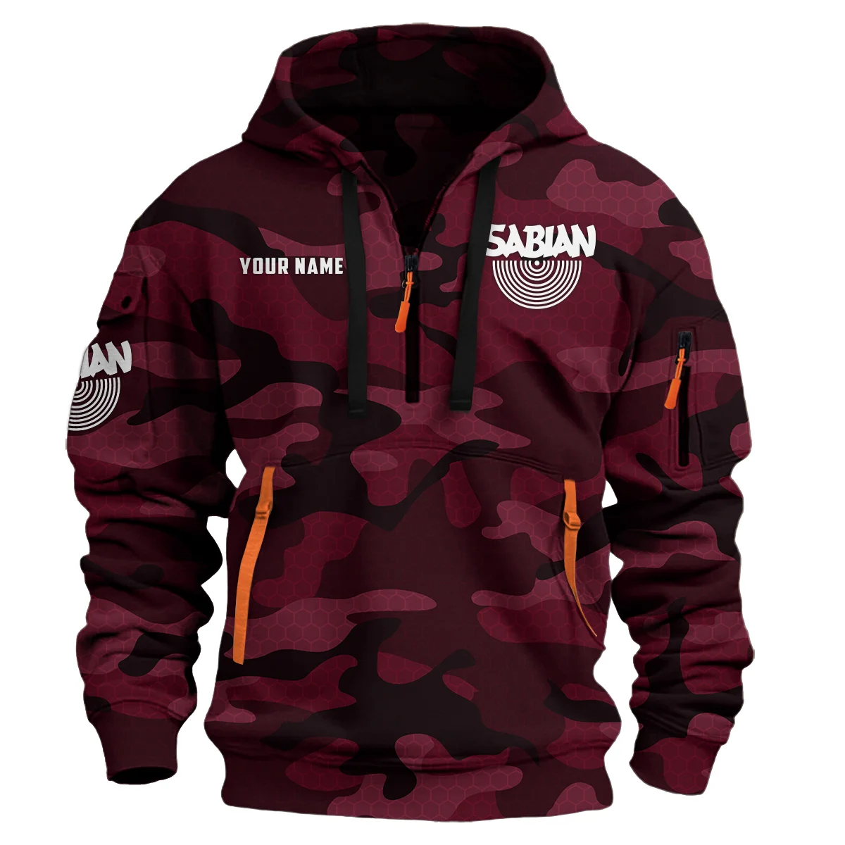 Sabian Drums Exclusive Logo - Personalized Hoodie Half Zipper QTDR210425A3SBN - Maroon