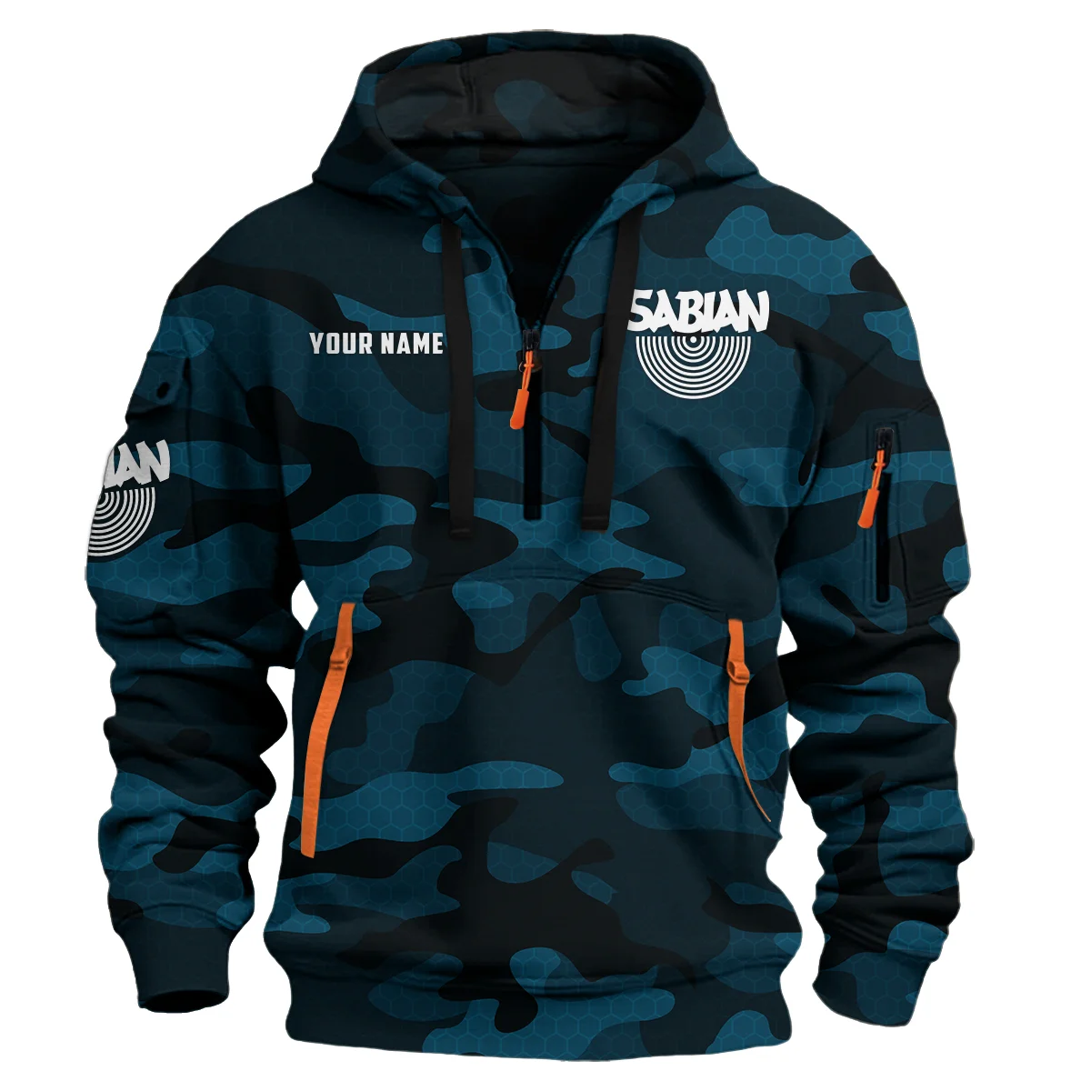 Sabian Drums Exclusive Logo - Personalized Hoodie Half Zipper QTDR210425A3SBN - Navy Blue 