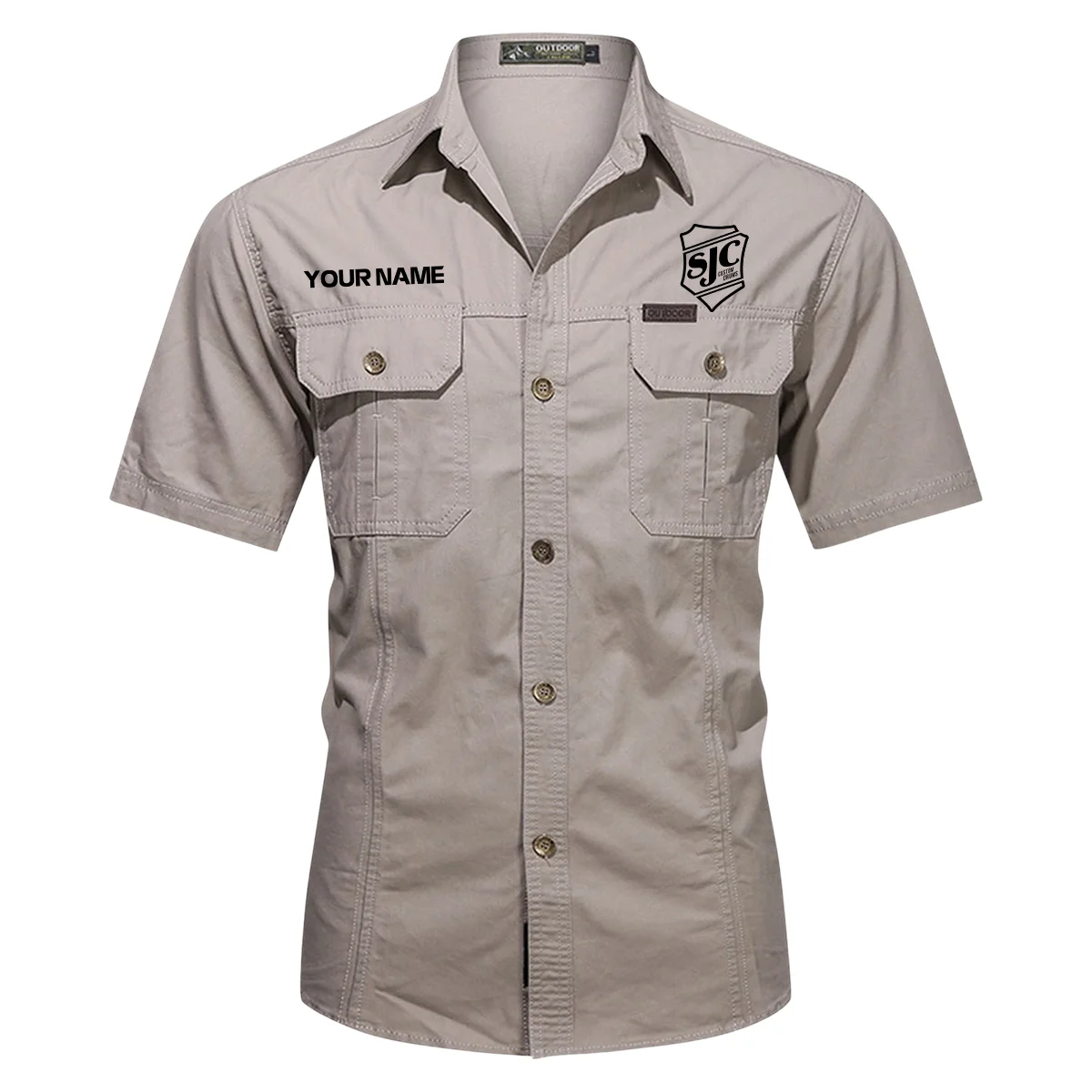 SJC Custom Drums Exclusive Logo - Personalized Casual Shirt QTDR240425A1SJC - Gray
