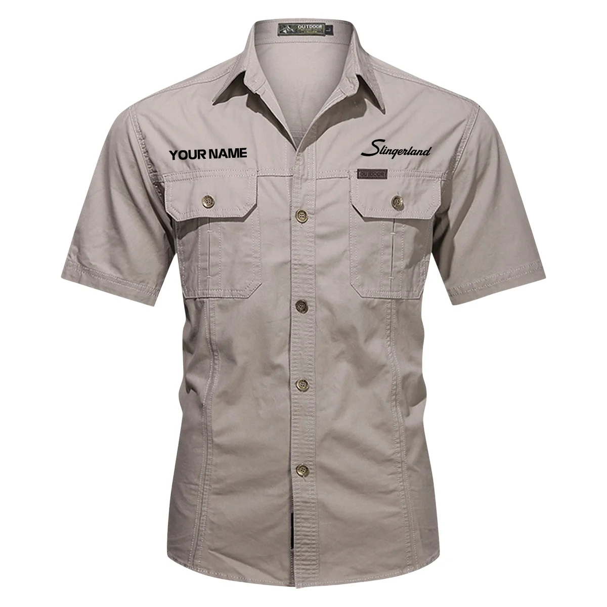 Slingerland Drums Exclusive Logo - Personalized Casual Shirt QTDR240425A1SLG - Gray