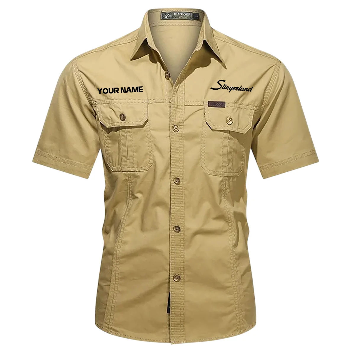 Slingerland Drums Exclusive Logo - Personalized Casual Shirt QTDR240425A1SLG - Khaki