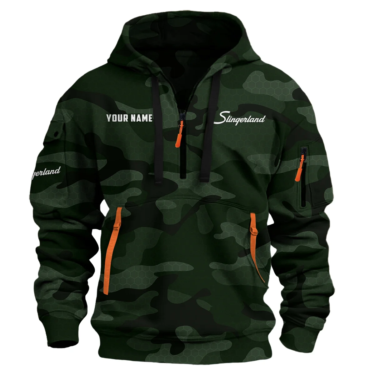 Slingerland Drums Exclusive Logo - Personalized Hoodie Half Zipper QTDR210425A3SLG - Dark Green