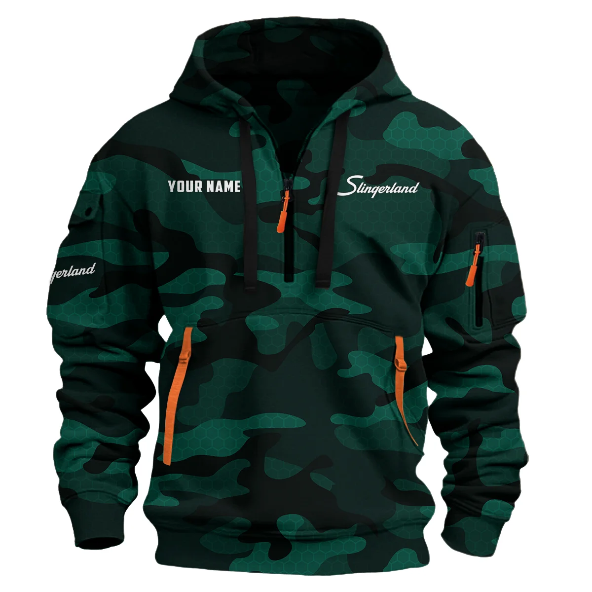 Slingerland Drums Exclusive Logo - Personalized Hoodie Half Zipper QTDR210425A3SLG - Green