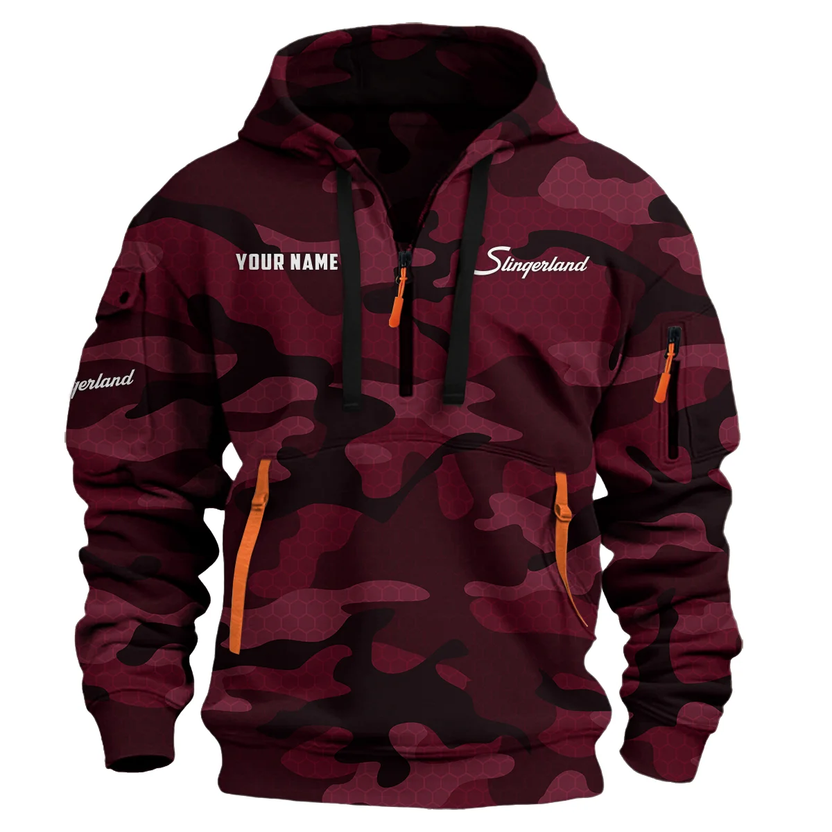 Slingerland Drums Exclusive Logo - Personalized Hoodie Half Zipper QTDR210425A3SLG - Maroon