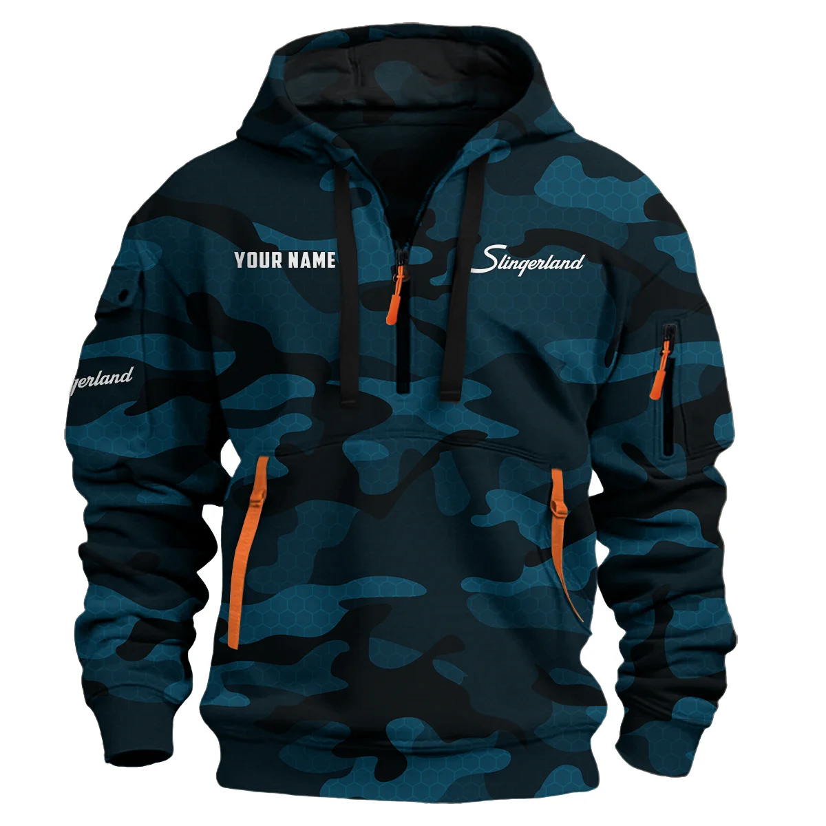 Slingerland Drums Exclusive Logo - Personalized Hoodie Half Zipper QTDR210425A3SLG - Navy Blue 