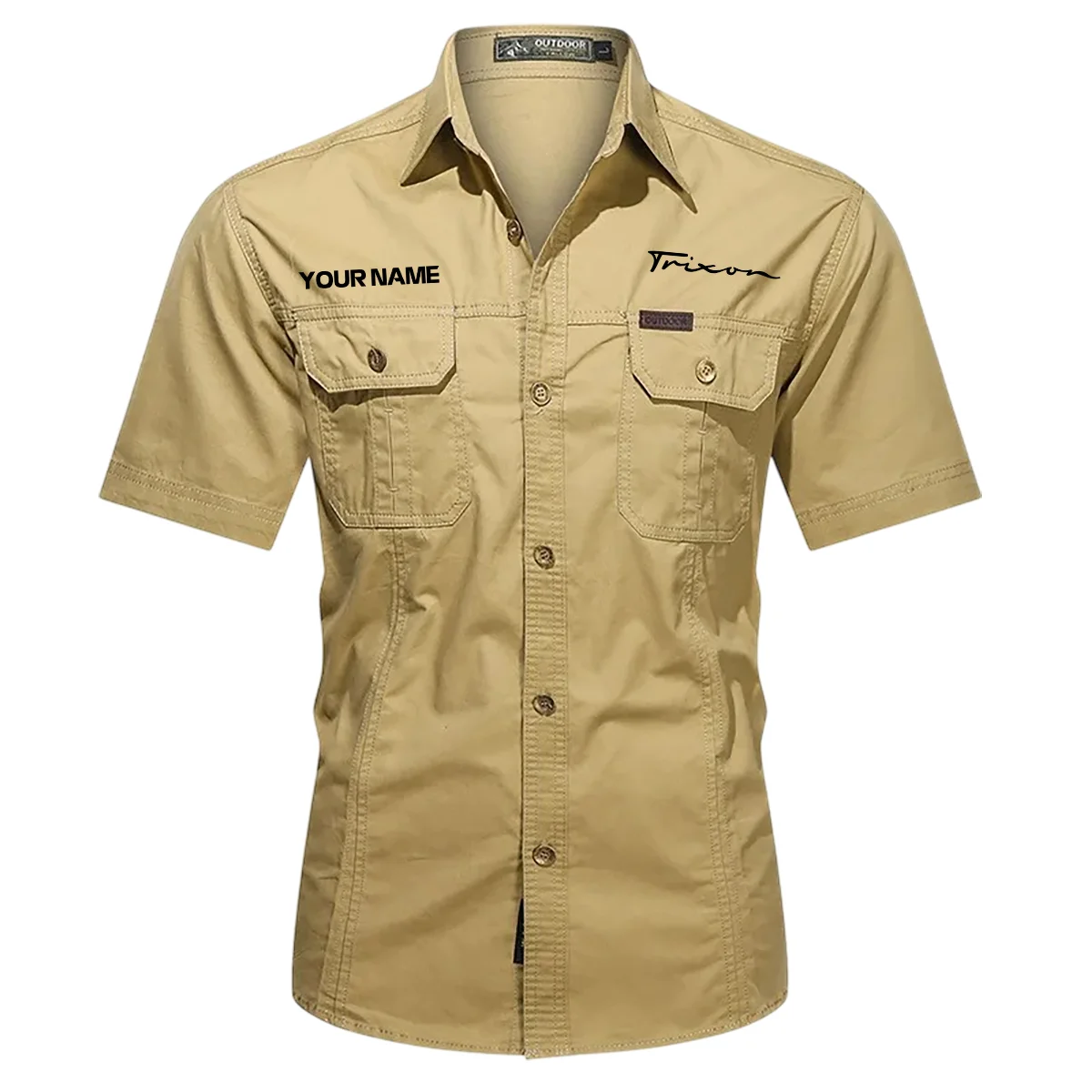 Trixon Drums Exclusive Logo - Personalized Casual Shirt QTDR240425A1TRX - Khaki