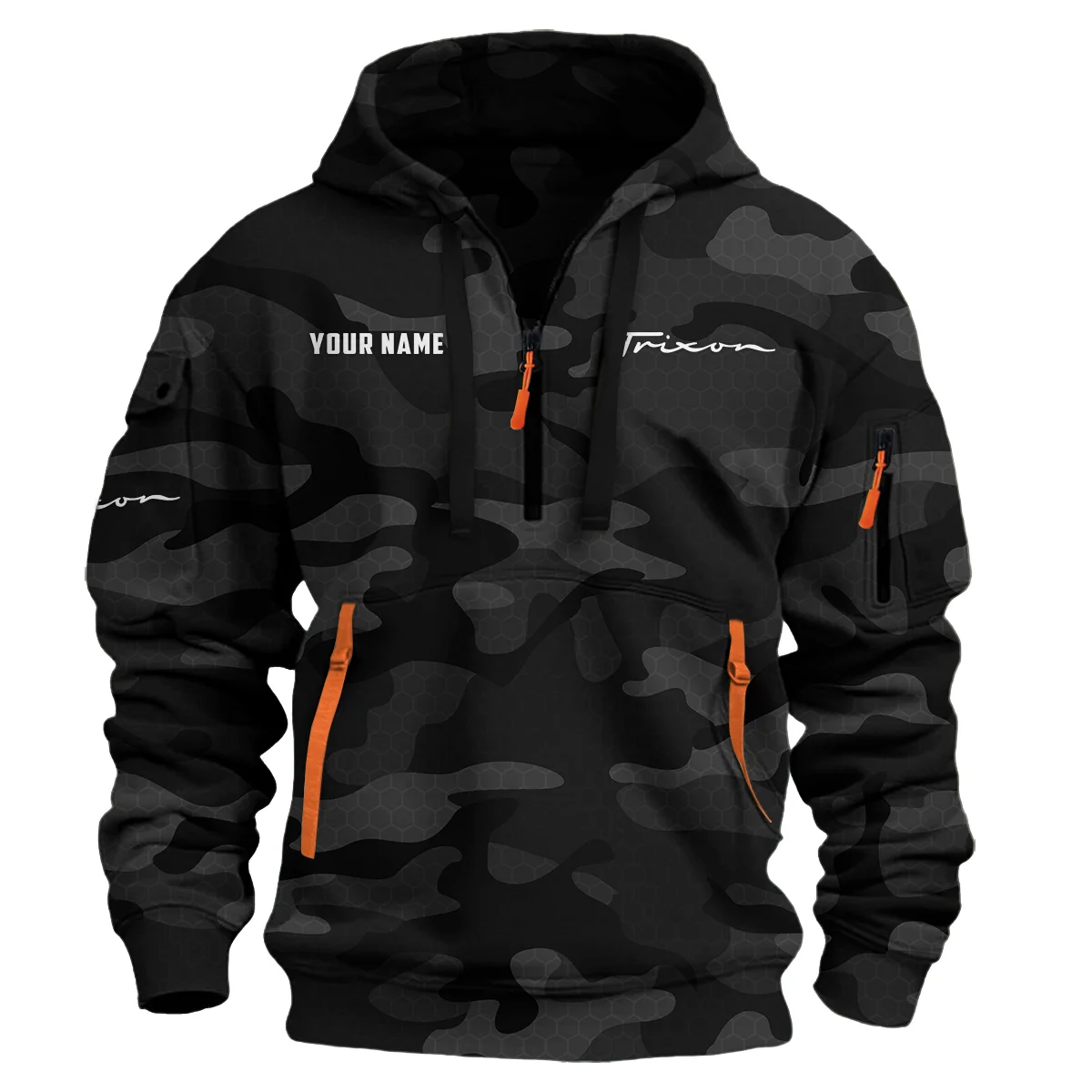 Trixon Drums Exclusive Logo - Personalized Hoodie Half Zipper QTDR210425A3TRX - Black