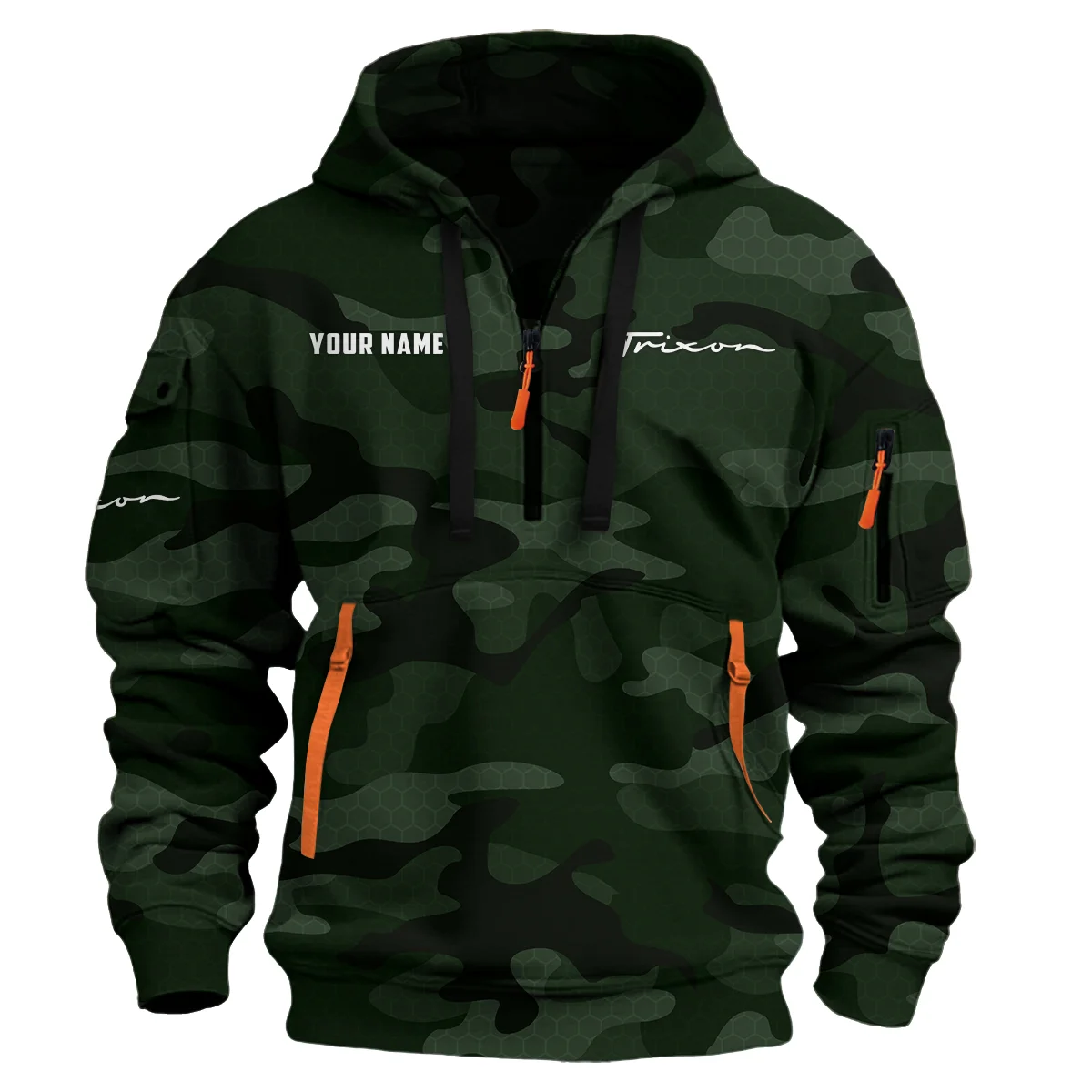 Trixon Drums Exclusive Logo - Personalized Hoodie Half Zipper QTDR210425A3TRX - Dark Green