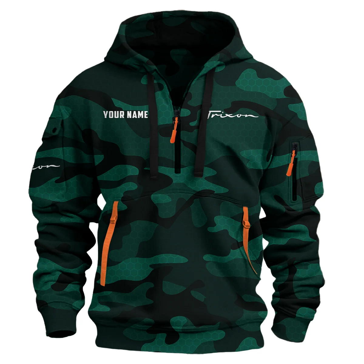 Trixon Drums Exclusive Logo - Personalized Hoodie Half Zipper QTDR210425A3TRX - Green