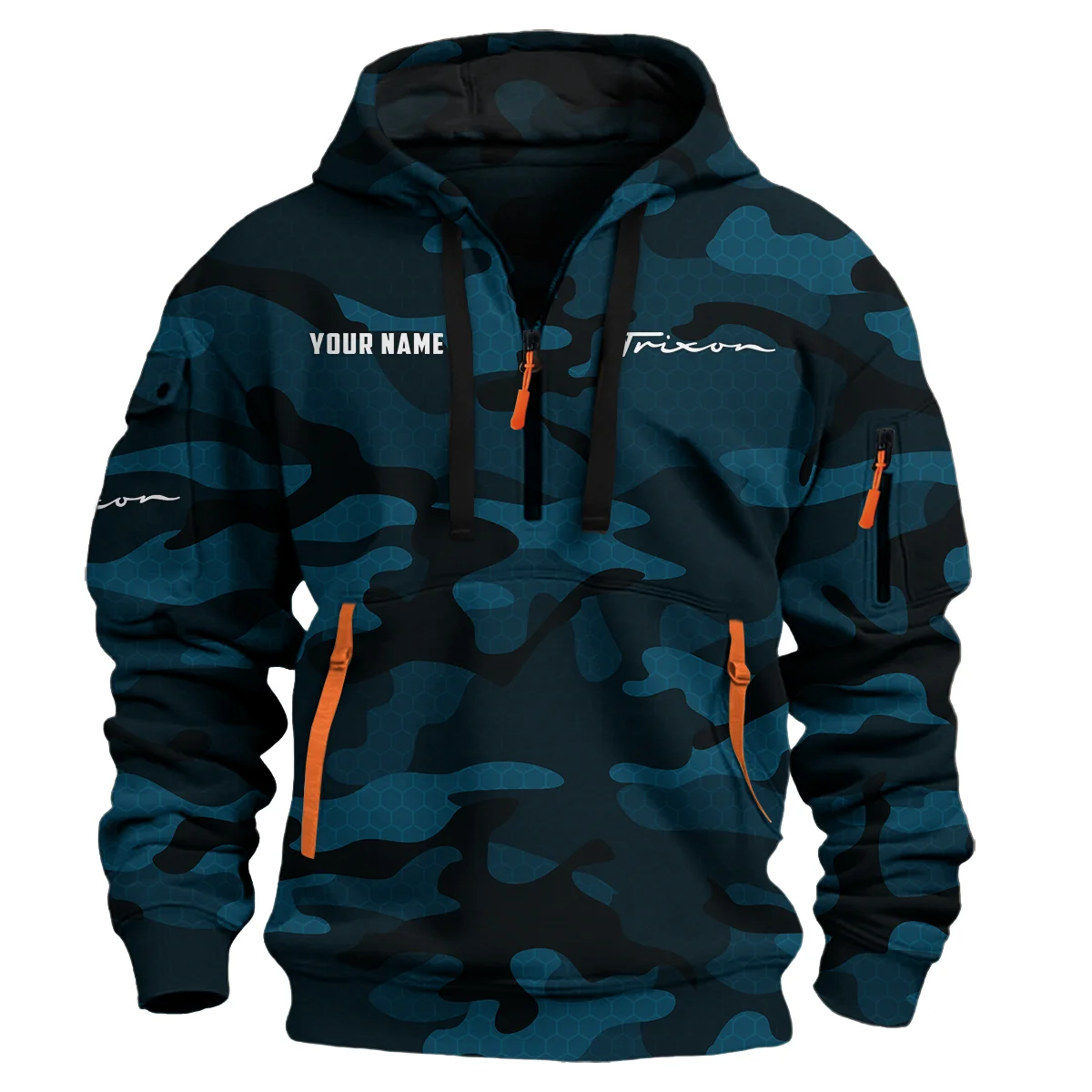 Trixon Drums Exclusive Logo - Personalized Hoodie Half Zipper QTDR210425A3TRX - Navy Blue 