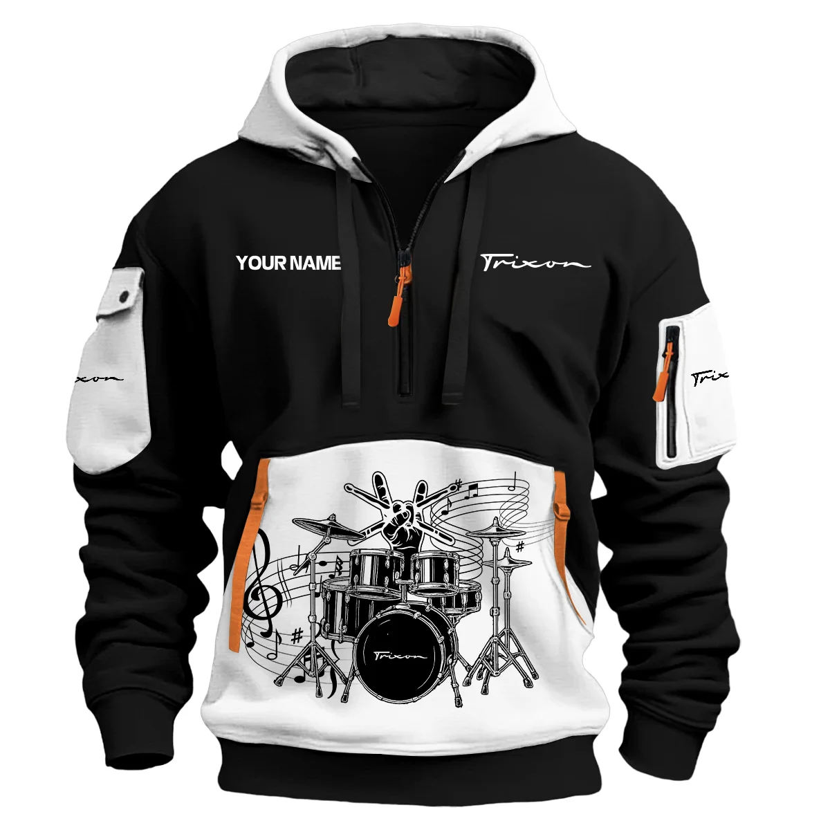 Vic Firth Drums Exclusive Logo - Personalized Hoodie Half Zipper QTDRU260425A1VF - Gray