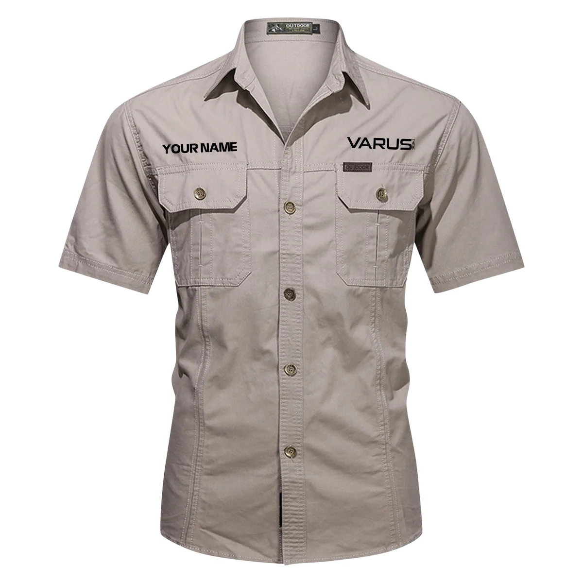 Varus Drums Exclusive Logo - Personalized Casual Shirt QTDR240425A1VRS - Gray