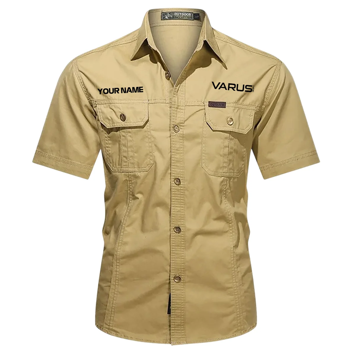 Varus Drums Exclusive Logo - Personalized Casual Shirt QTDR240425A1VRS - Khaki