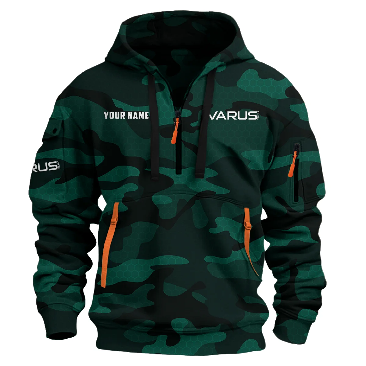Varus Drums Exclusive Logo - Personalized Hoodie Half Zipper QTDR210425A3VRS - Green
