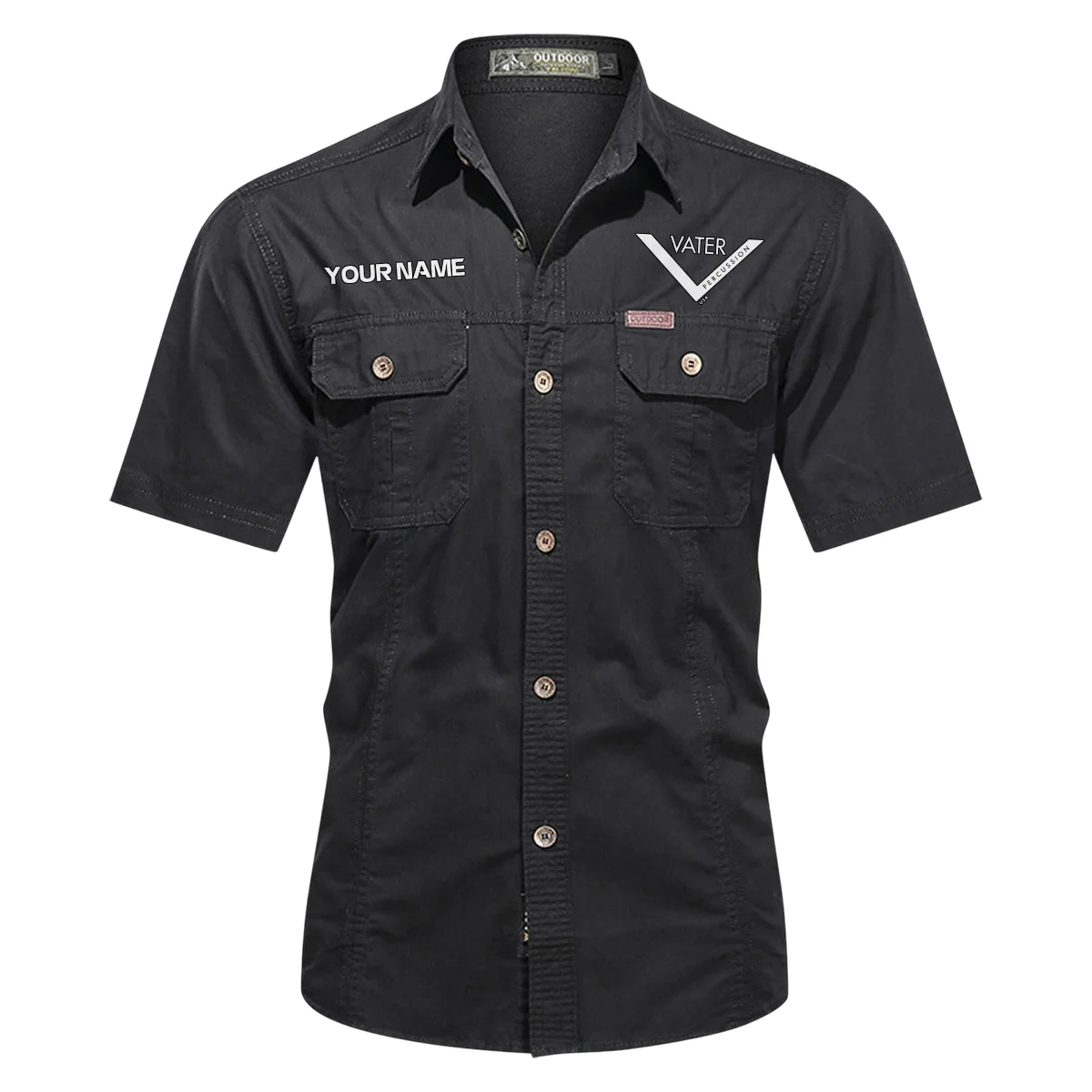 Vater Drums Exclusive Logo - Personalized Casual Shirt QTDR240425A1VTR - Black