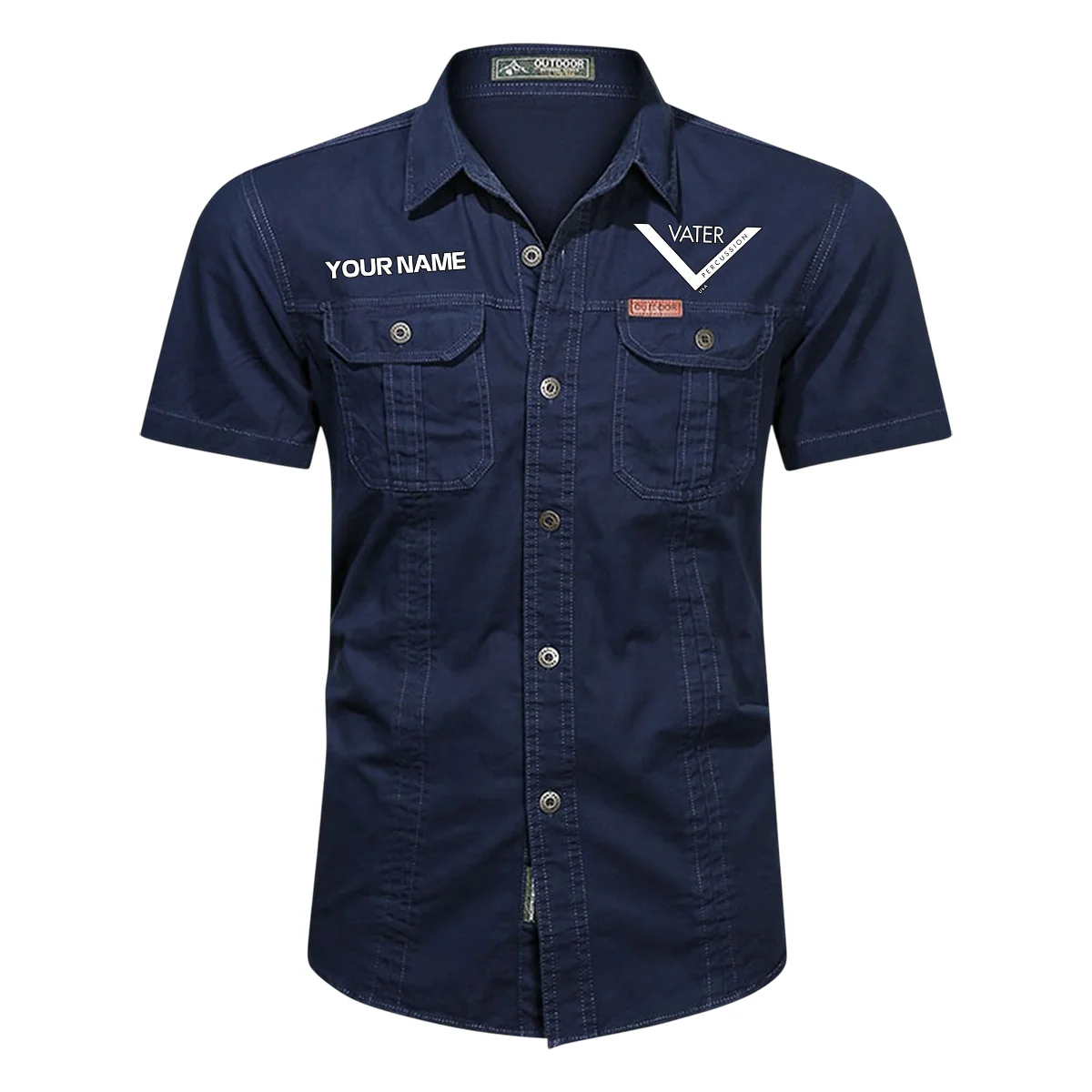 Vater Drums Exclusive Logo - Personalized Casual Shirt QTDR240425A1VTR - Dark Blue