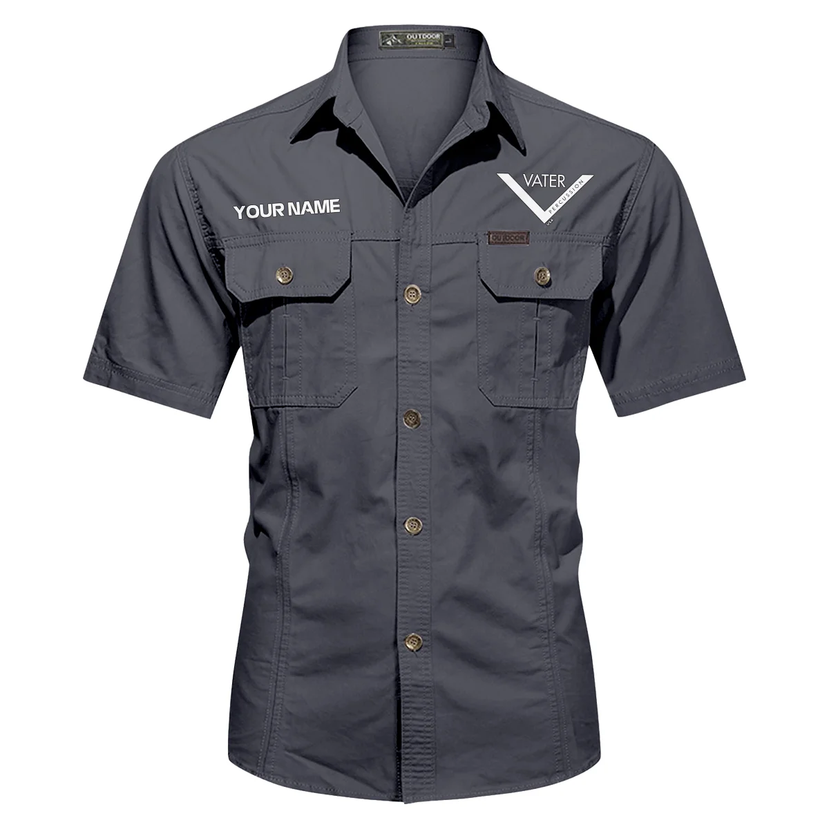 Vater Drums Exclusive Logo - Personalized Casual Shirt QTDR240425A1VTR - Dark Gray
