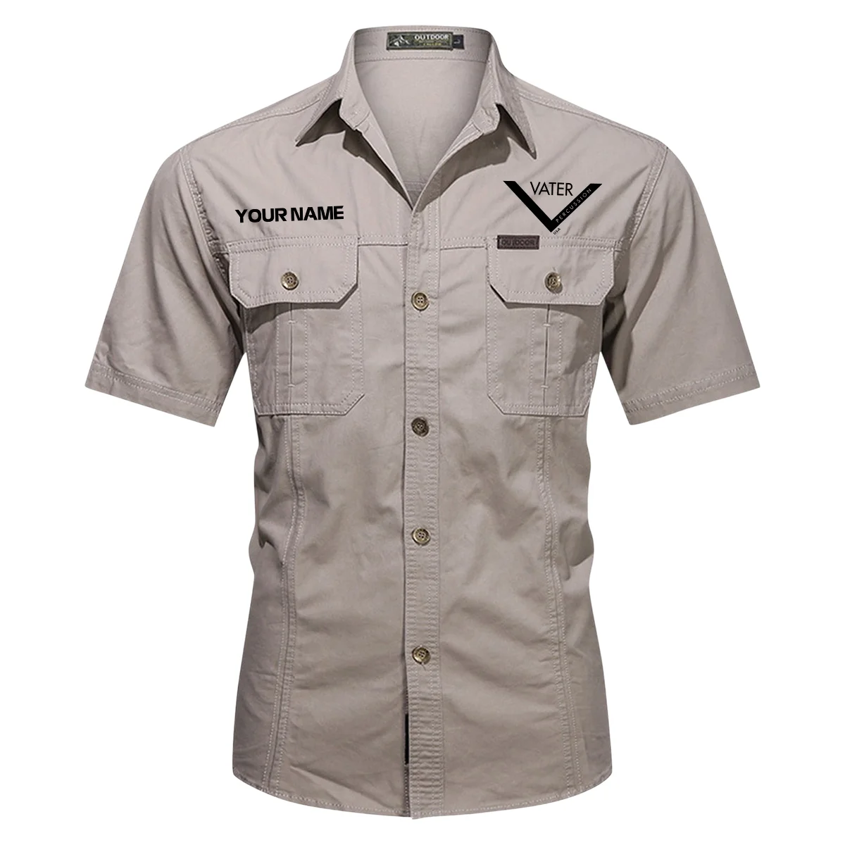 Vater Drums Exclusive Logo - Personalized Casual Shirt QTDR240425A1VTR - Gray