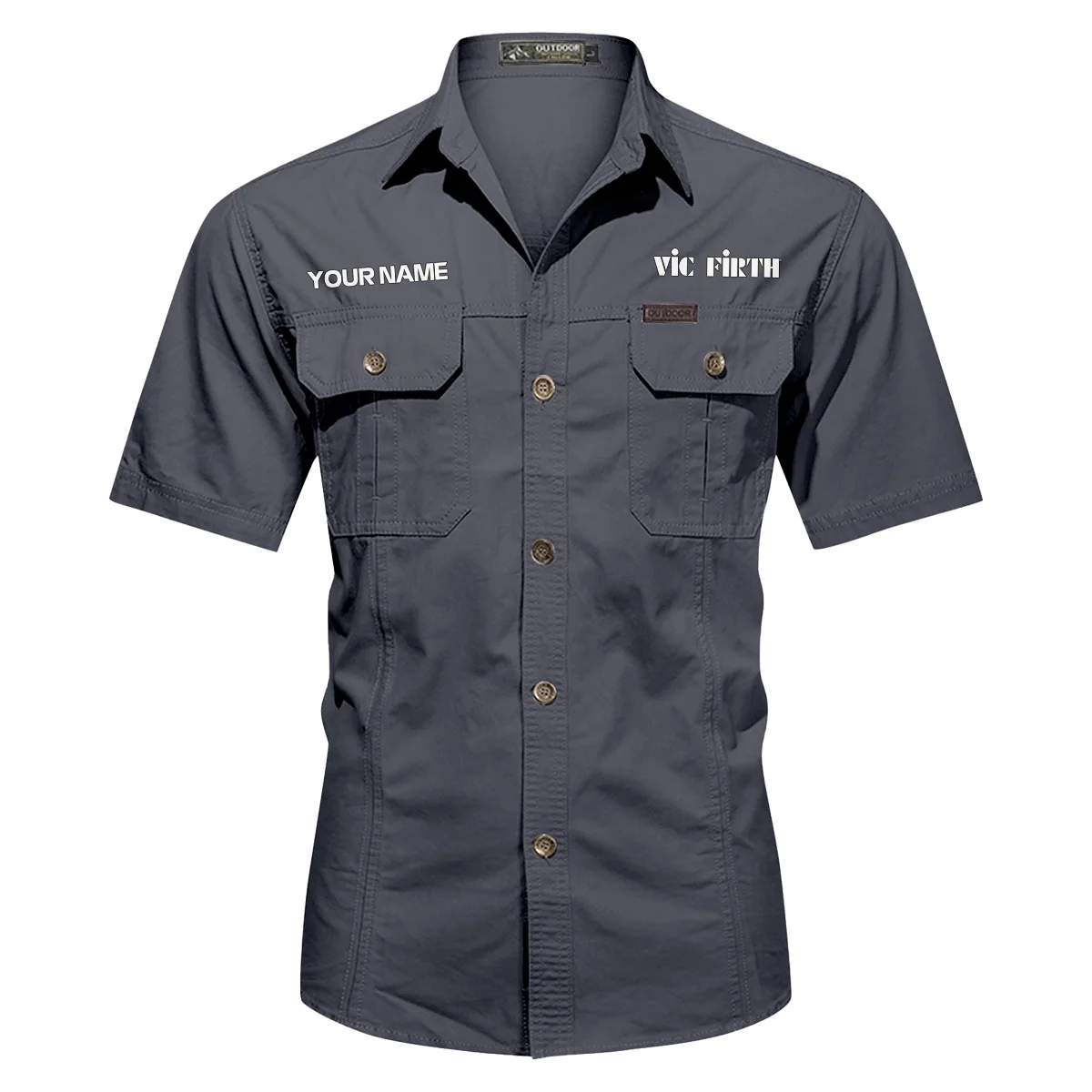 Vic Firth Drums Exclusive Logo - Personalized Casual Shirt QTDR240425A1VF - Dark Gray