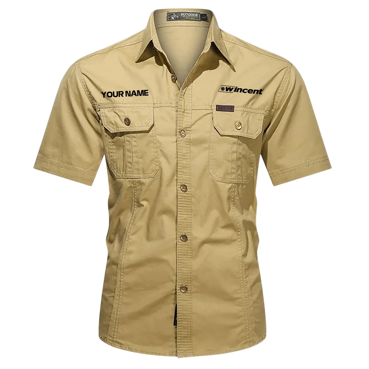 Wincent Drums Exclusive Logo - Personalized Casual Shirt QTDR240425A1WCT - Khaki