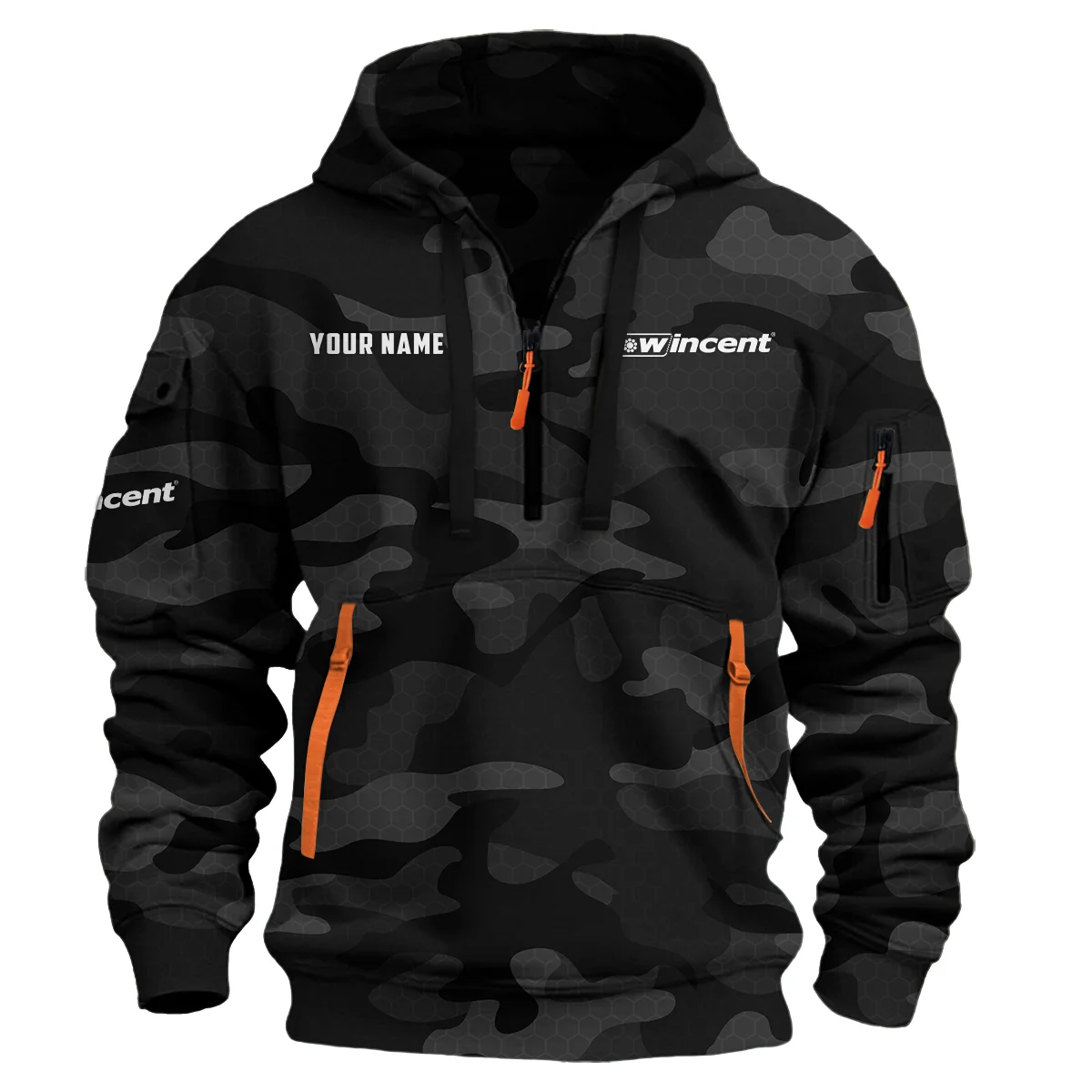 Wincent Drums Exclusive Logo - Personalized Hoodie Half Zipper QTDR210425A3WCT - Black