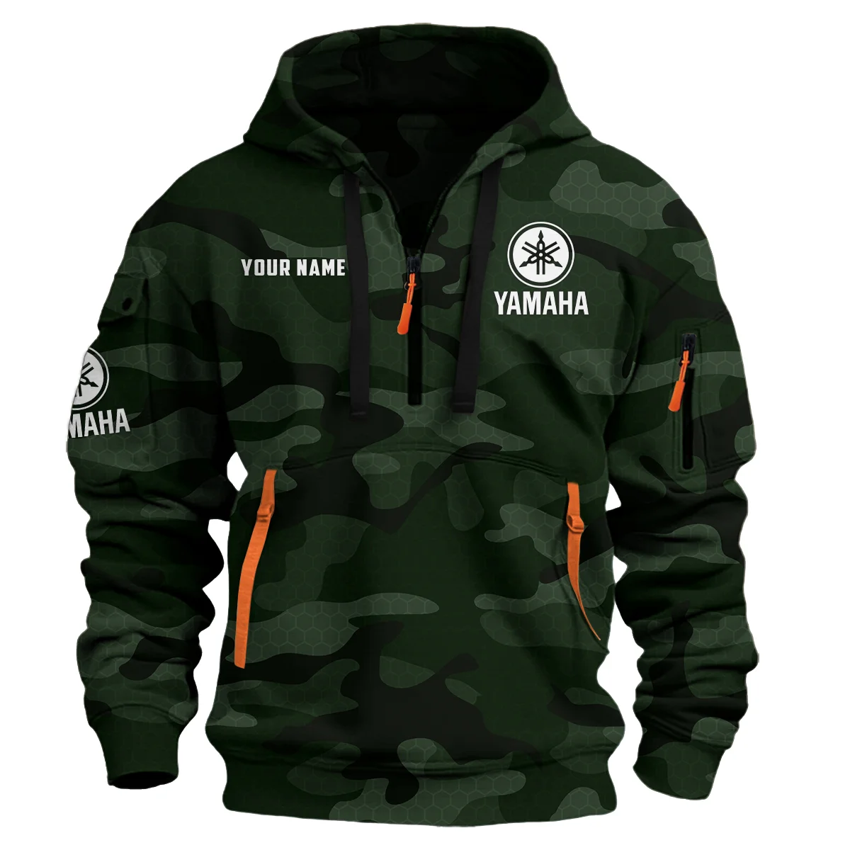 Yamaha Drums Drums Exclusive Logo - Personalized Hoodie Half Zipper QTDR210425A3YAM - Dark Green
