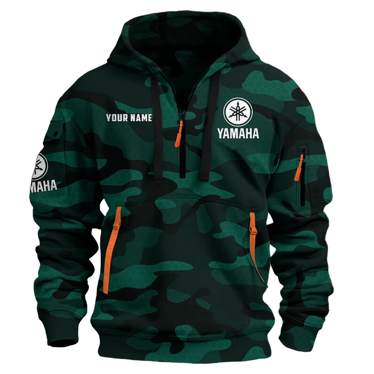 Yamaha Drums Drums Exclusive Logo - Personalized Hoodie Half Zipper QTDR210425A3YAM - Green