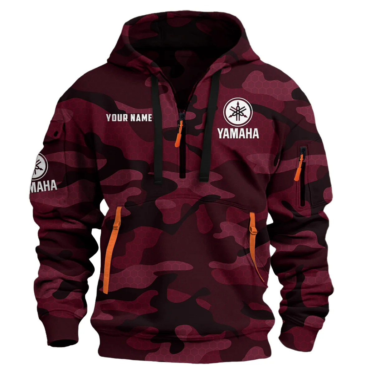 Yamaha Drums Drums Exclusive Logo - Personalized Hoodie Half Zipper QTDR210425A3YAM - Maroon