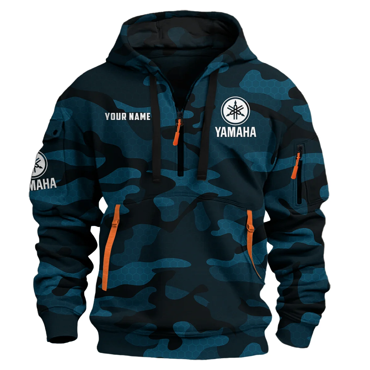 Yamaha Drums Drums Exclusive Logo - Personalized Hoodie Half Zipper QTDR210425A3YAM - Navy Blue 