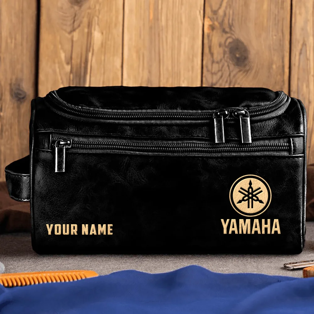 Yamaha Drums Drums Exclusive Logo - Personalized Leather Toiletry Bag QTDR210425A1YAM - Black