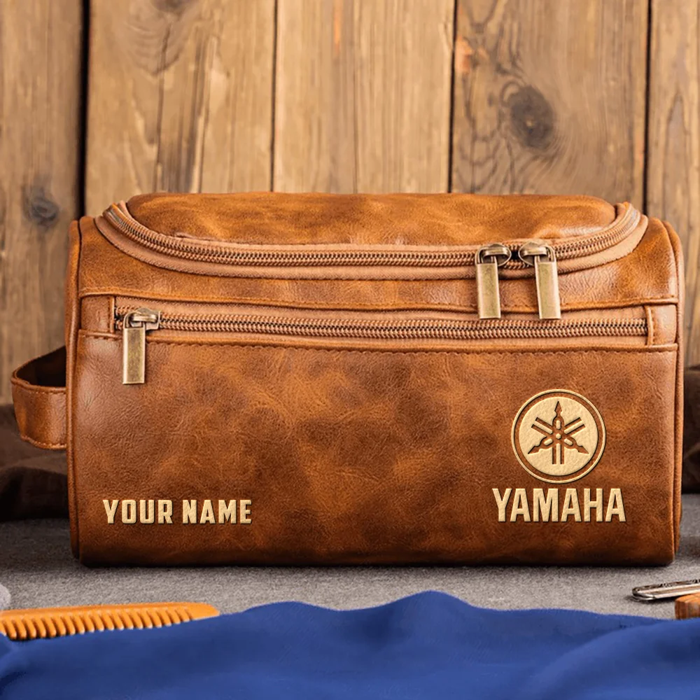 Avedis Zildjian Drums Exclusive Logo - Personalized Leather Toiletry Bag QTDR210425A1ZLD - Dark Brown